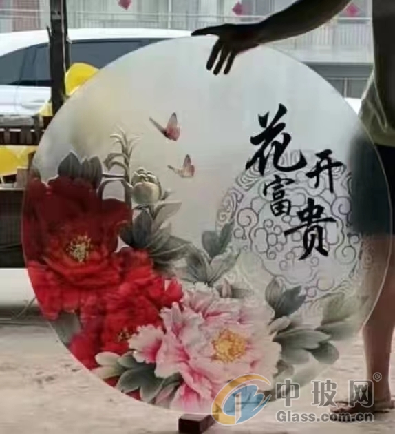 玻雕砂雕手绘彩绘玻璃壁画背景墙装饰隔断彩画玻璃加工厂