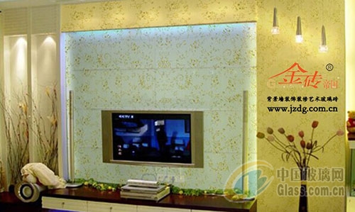 电视机艺术玻璃背景墙装饰装修案例三(图)-玻璃