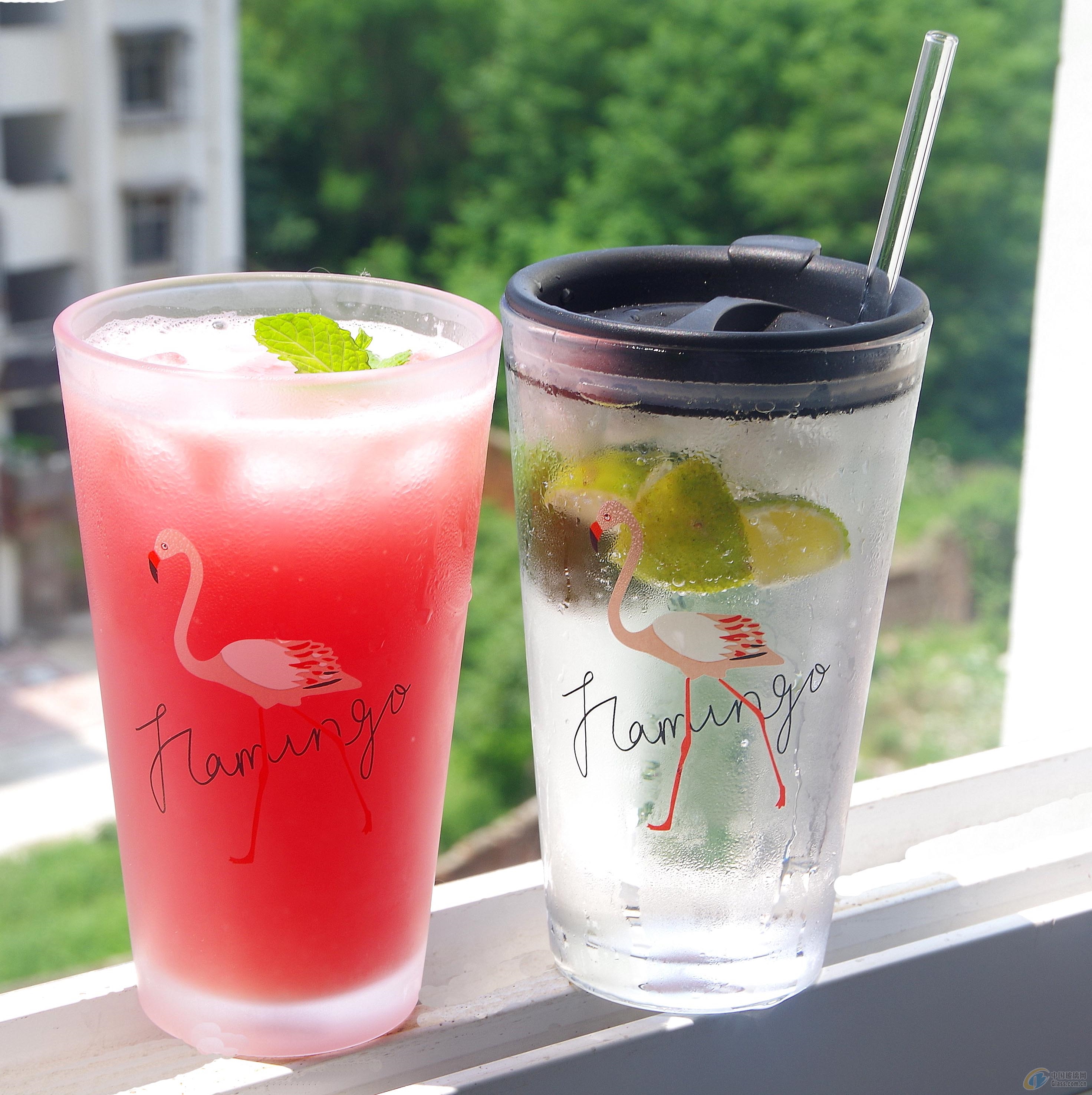 创意玻璃水杯吸管带盖大容量冷饮饮料杯