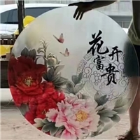 玻雕砂雕手绘彩绘玻璃壁画背景墙装饰隔断彩画玻璃加工厂