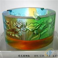 供荷花圓煙灰缸，水晶玻璃煙灰缸