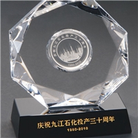 石化公司退休纪念牌 水晶纪念品成批出售 30周年纪念品