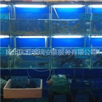 揚州定做酒樓飯店玻璃魚缸安裝