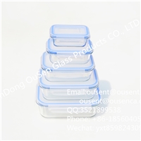 高硼硅透明长方形耐热玻璃保鲜盒 密封盖子