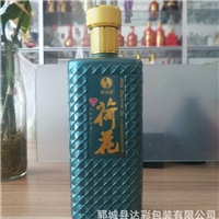 烤花玻璃酒瓶荷花 鄆城達(dá)彩500ml