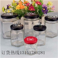 玻璃六角瓶280ml380ml500ml六棱瓶
